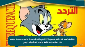 اكتشف تردد قناة توم وجيري 2025 على النايل سات والعرب سات بجودة HD لمغامرات القط والفأر المشوقة اليوم